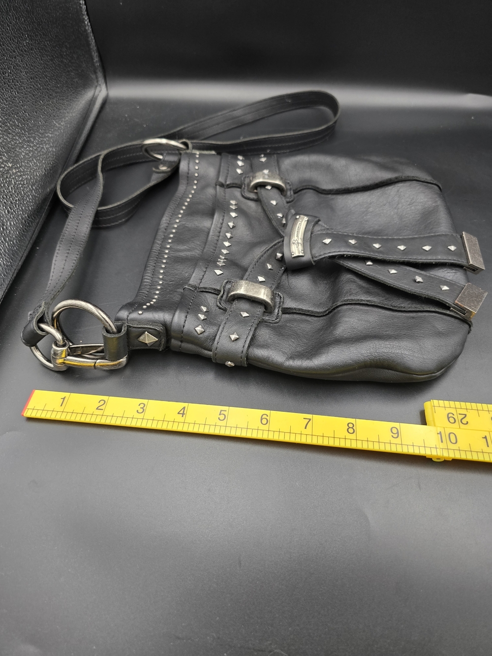 b. makowsky Black Leather Studded Crossbody Bag - Picture 12 of 12